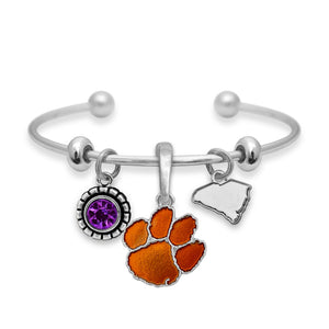 Clemson Tigers Home Sweet School Orange Enamel and Silver Tone Bracelet