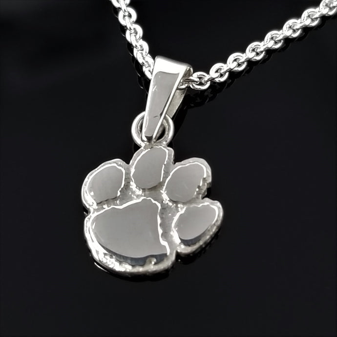 Clemson Tiger Paw Sterling Silver Pendant Necklace